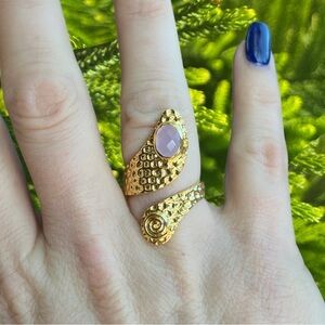 Pink Chalcedony Gold Ring